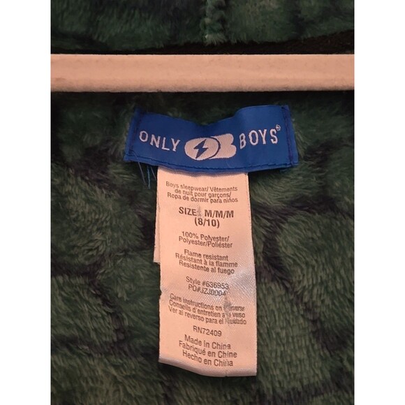 Dinosaur Monster Children's Kid Boy Hooded Towel Bathrobe Cotton M 8-10 Green - Picture 3 of 11